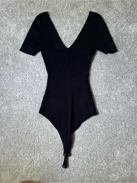 Abercrombie & Fitch Tops - Abercrombie Black Ribbed V-Neck One-Piece Bodysuit